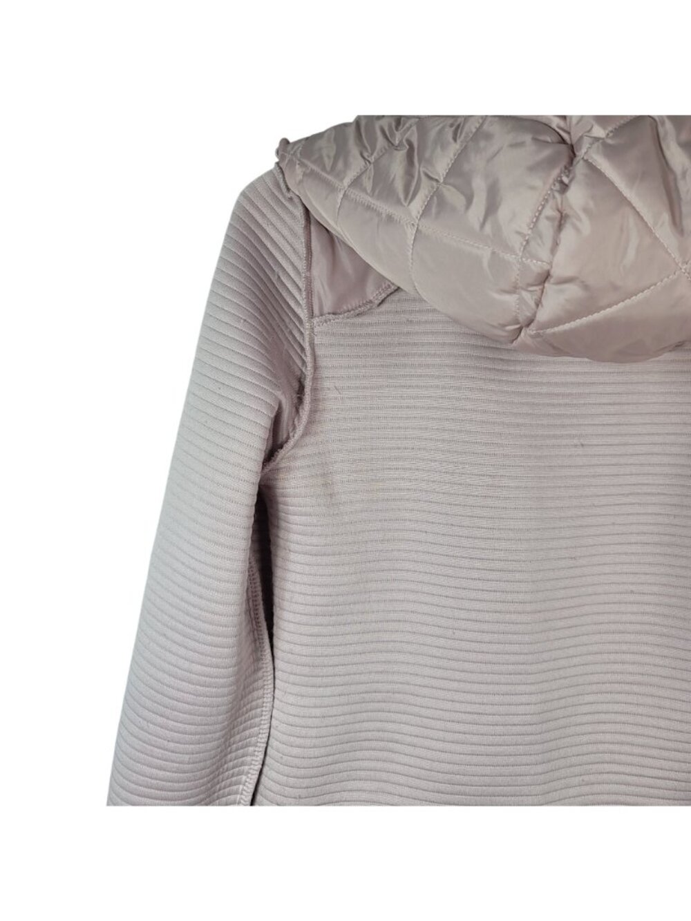 Time and Tru Women Quilted Jacket Pink Small Long Sleeve Hood Pockets Ribbed Zip - Picture 11 of 11